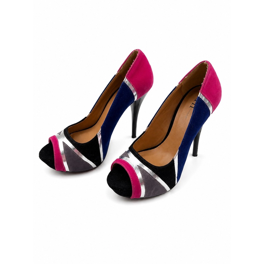 Shi by Journeys Colorblock Platform Peep Toe Stiletto Heels Women's Size 9